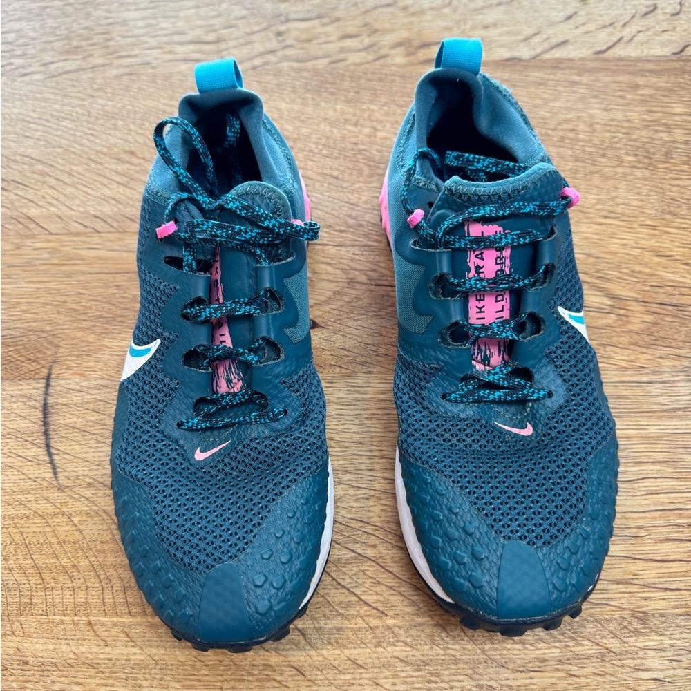 Nike Women's Teal and Pink Trail Running Athletic Shoes